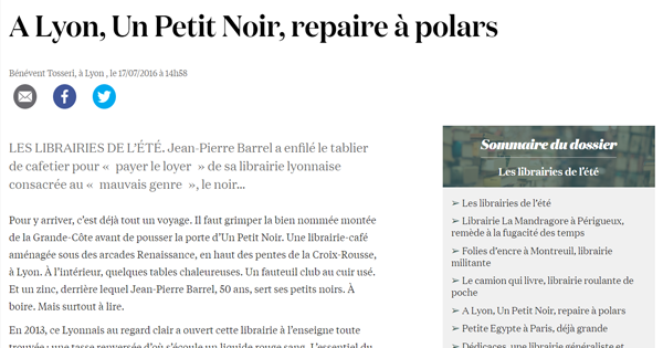 Capture d'un article de La Croix sur Un Petit Noir